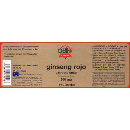 Obire Red Ginseng 500mg Dry Extract 90 Capsules