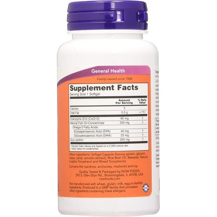 Now Foods CoQ10 with Omega-3 60mg 60 Softgels