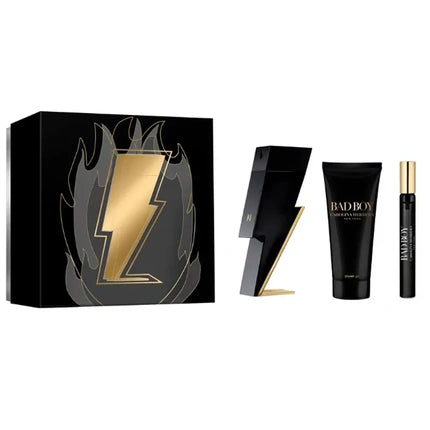 Carolina Herrera Bad Boy Eau De Toilette Spray 100ml Set 3 Pieces Including Shower Gel 100ml And Edt 10ml