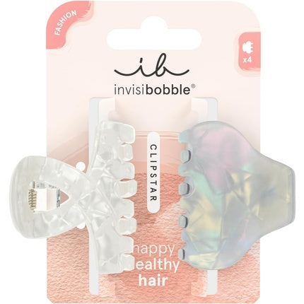 Invisibobble Clipstar Pearly Frost Hair Clip Set - Pack of 2 Medium Hair Claws