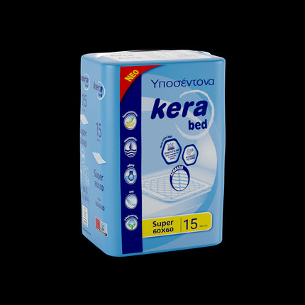 Kera Absorbent Incontinence Bed Pad - 15 Disposable Patient Pads, 60 X 60 Cm, Cotton Feel Comfort, Waterproof