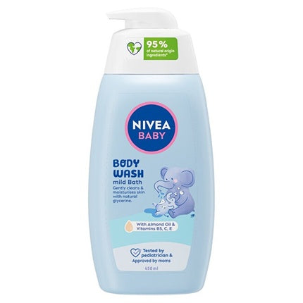 Nivea Baby Wash Gel For Face Body And Hair 500 Ml & Shower Gel For Gentle Bath 450 Ml