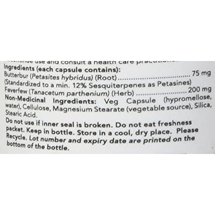 NOW Foods Butterbur with Feverfew Vegetarian Capsules 60 Count