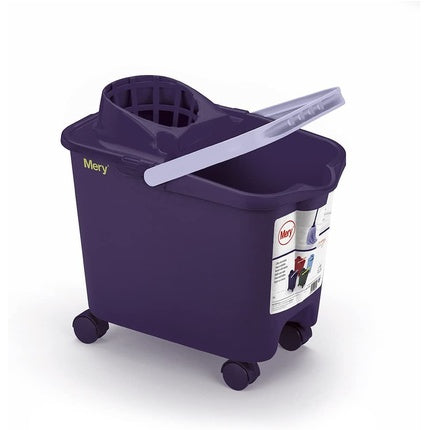Mery Mop Bucket with Swivel Wheels and Wide Drying Rack Purple 14 Litres