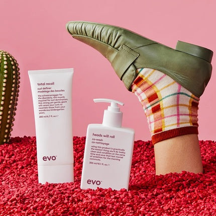 Evo Heads Will Roll Co-Wash 1 Litre Lightly Foaming Cleansing Conditioner for Wavy Curly Hair Gives Softness and Reduces Frizz Vegan No Sulphates