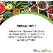 NaturesPlus Dreaminol Tri-Phase Melatonin Complex with 1.5mg Melatonin Lactium L-Theanine & 5-HTP 30 Tablets