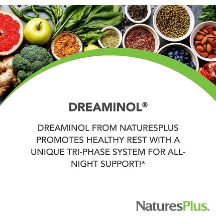 NaturesPlus Dreaminol Tri-Phase Melatonin Complex with 1.5mg Melatonin Lactium L-Theanine & 5-HTP 30 Tablets