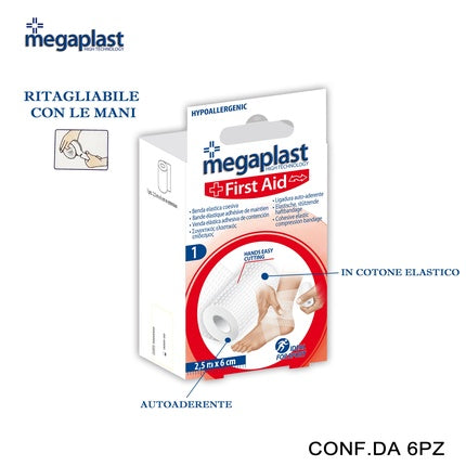 Megaplast First Aid Bandage 2.5m X 6cm - Pack Of 6
