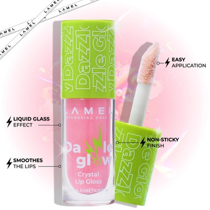 Lamel Dazzle Glow Crystal Clear Lip Gloss - Hydrating Non-Sticky Lip Gloss
