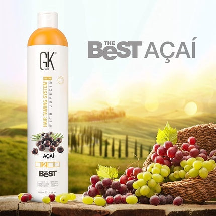 GK HAIR Global Keratin The Best ACAI Vegan Smoothing Keratin Hair Treatment Professional Brazilian Complex Blowout Straightening 33.8 Fl Oz/1000ml