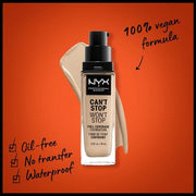 NYX Professional Makeup Can't Stop Won't Stop Full Coverage Foundation Vegan Formula Matte Finish Shade Nude 06.5