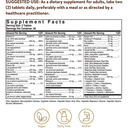 Solgar Formula VM-2000 Tablets Multivitamin and Mineral Formula for Daily Vitality 180 Tablets - Vegan