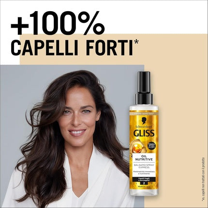 Schwarzkopf Gliss Oil Nutritive Conditioner Spray Express 200ml Leave in Conditioner Spray with Omega-9 and Marula Oil