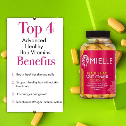 Mielle Organics Adult Healthy Hair Formula Vitamins with Biotin 60 Count