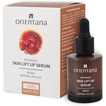 Orientana Advanced Skin Lift Up Serum Reishi with Retinol H10 0.5% Light Milky Emulsion Natural Vegan Anti-Aging Effect and Improvement of Skin Structure Bakuchiol and Coenzyme Q10 30ml
