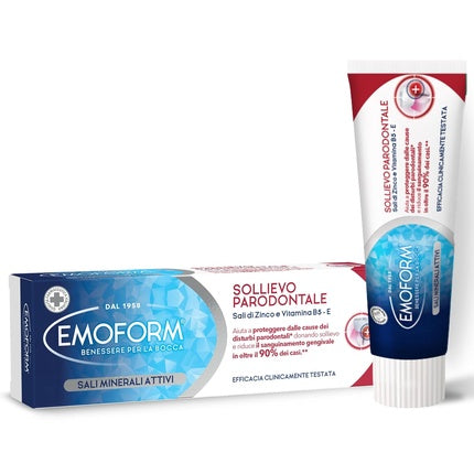 Emoform Toothpaste for Relief of Periodontal 75ml with Zinc Salts and Vitamin B5 - Protects Against Periodontal Disorders by Reducing Bleeding in Over 90% of Cases