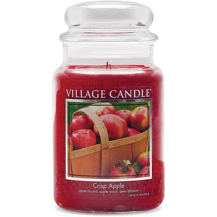 Village Candle Crisp Apple Large Glass Apothecary Jar Scented Candle 21.25 oz Red
