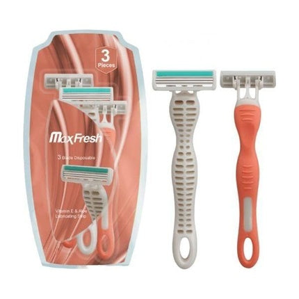 Dreamfix Maxfresh Ladies Shaving Stick Razors Blades With Lubricating Strip - 3 Pieces