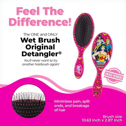 WetBrush Original Detangler Ultra Soft Intelliflex Bristles DC Comics Range - Justice League Wonderwoman Batgirl Supergirl - For All Hair Types