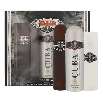 Cuba Original Cuba Black Eau De Toilette Spray Set - 1ml Edt, 200ml Deodorant Spray, 100ml After Shave Balm