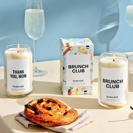 Homesick Premium Scented Candle Brunch Club Pomegranate Juice Wild Berries Prosecco 13.75 oz 60-80 Hour Burn Soy Blend Candle Home Decor Relaxing Aromatherapy Candle