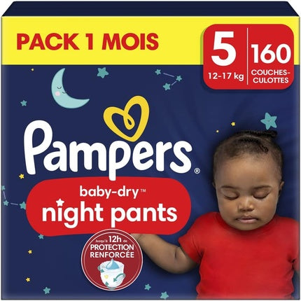 Pampers Night Pants Size 5 160 Nappies 12-17 kg 360° Support Against Leaks with Super Absorbent Core for Reinforced Protection All Night