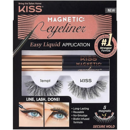 KISS Magnetic Lash Collection Eyeliner & Lash Kit 1 Pair of False Eyelashes and Magnetic Eyeliner Tempt