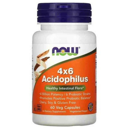 NOW FOODS Acidophilus 4x6 Probiotic 60/120 Capsules