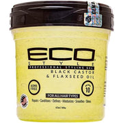 Ecostyle Black Castor and Flax Seed Oil All Day Hold Alcohol Free Paraben Free Sulphate Free No Flaking Anti-Itch 473ml
