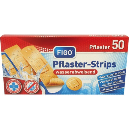 Figo Bandage Strips 50 Pieces Water Resistant Assorted Sizes