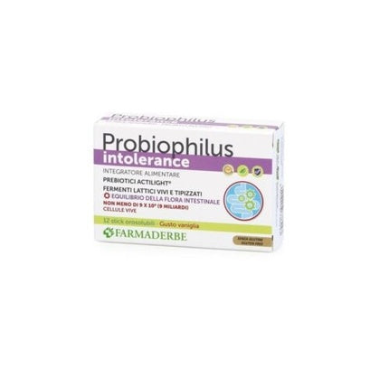Farmaderbe Probiophilus Intolerance Probiotic Supplement 12 Sticks