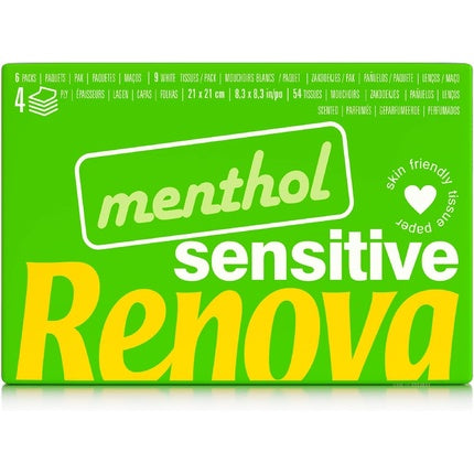 Renova Menthol Sensitive Tissues Handkerchiefs Extra Soft - Pack of 6