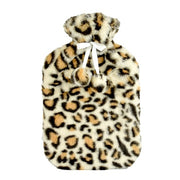 Harrogate Plush Hot Water Bottle 2 Litre Leopard Black