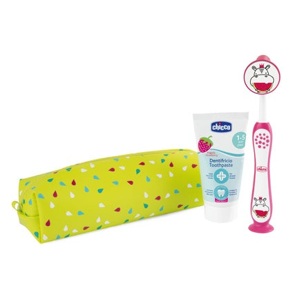 Chicco Hippo Strawberry Toothpaste 50ml + Toothbrush For Ages 3-6