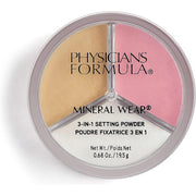 Physicians Formula Mineral Wear 3-in-1 Setting Powder Translucent Mineral Powder with 3 Shades for Setting and Highlighting the Look - with Gentle, Protective Minerals, Talk-Free