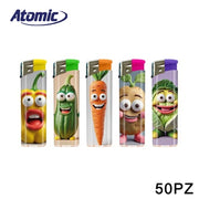 Atomic Electronic Lighter F11 Soft Flame Refillable Veggy 50 Pieces