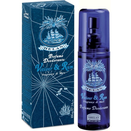 Helan Vetiver & Rum Men's Deodorant Perfume Natural Spray without Aluminium Salts Enriched with Essential Oils Fresh and Gentle 100ml - Made in Italy