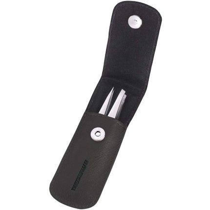Tweezerman Black Petite Tweeze Set and Bahama Blue Stainless Steel Mini Slant Tweezer with Tweezer
