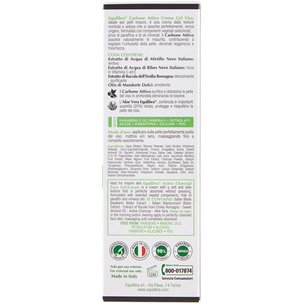 Equilibra Activated Charcoal Face Cream Detox 75ml