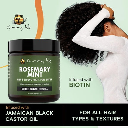 Sunny Isle Rosemary Mint Hair and Strong Roots Butter 4oz Infused with Biotin