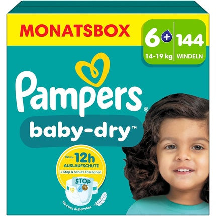Pampers Baby Dry Size 6 Diapers 144 Count 14kg-19kg Up to 100% Leakage Protection