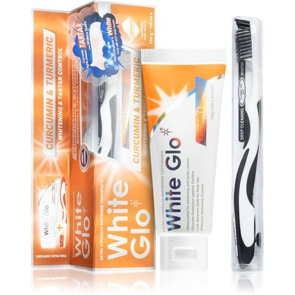 White Glo Curcumin Turmeric Whitening Toothpaste 150g/100ml with Toothbrush