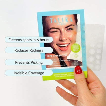 Talika Free Skin Patches Invisible Spot Cover Absorbs Fluid Flattens Reduces Redness Blemishes and Pimples Fast-Acting 25 Count 3 Sizes