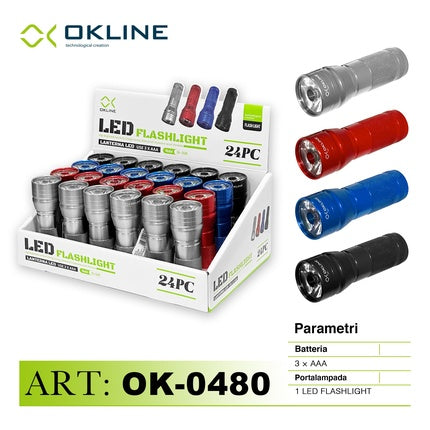 Okline Art.Ok-0480 Led Portable Waterproof Torch In Assorted Colors