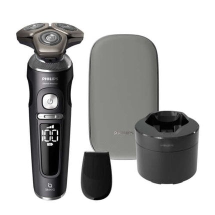 Philips S9000 Wet and Dry Shaver with Cleaning Station, Trimmer, and Travel Case