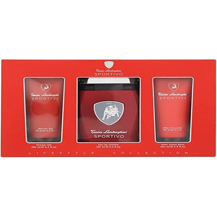 Lamborghini Sportivo 3 Piece Gift Set Eau De Toilette 125ml Shower Gel 100ml