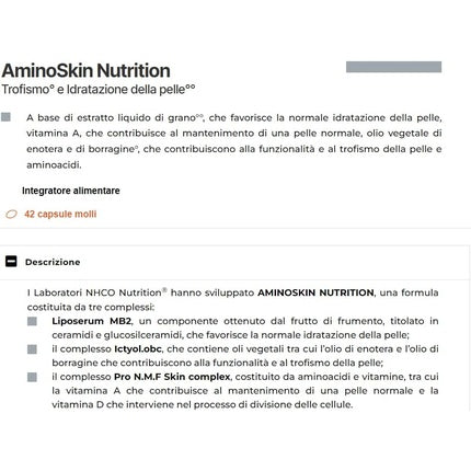 Aminoskin Nutrition Softgels 42 Count - Food Supplement Based on Aminoskin Extract