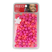 Red Kiss L Hair Beads 240 Pieces Pink Assorted