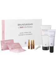 Bruno Vassari Global Firming Care Treatment Set - Includes Green Tea Exfoliating Powder 3 Pieces, Vitamin C Ampoules Treatment Serum 3 Pieces, Stay Tight Cream Mask, And Lift