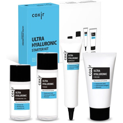 Coxir Ultra Hyaluronic Starter Kit Cleansing Oil Toner Ampoule Cream Travel